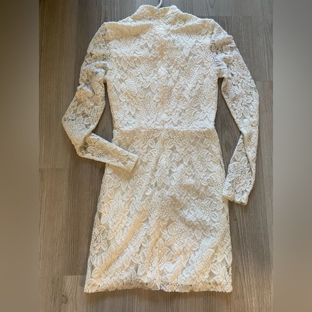 Long sleeve white lace dress